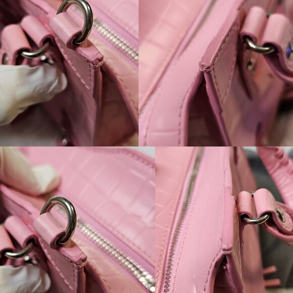 Authentic Balenciaga Nano Neo City Croc Embossed Leather in Pink - Picture 14 of 17